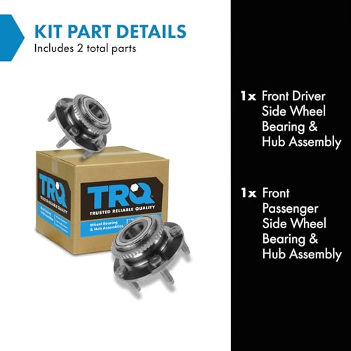 Image of TRQ 2 Piece Front Wheel Bearing & Hub Assembly Set Compatible with 1994-2004 Ford Mustang