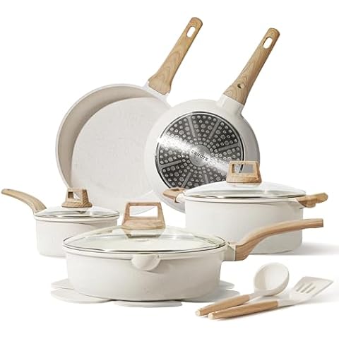 CAROTE 14 Pcs Nonstick Cookware Set Cover