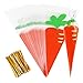 HansGo Carrot Bag, 100PCS Jelly Bean Candy Bag Cellophane Cone Bags Cookies Bags with Twist Ties