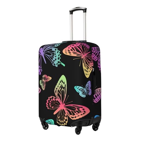 Black Rainbow Butterfly Luggage Cover, Protective Washable Suitcase Cover - Travel High Elastic Fibers Suitcase Protector Fits Small2