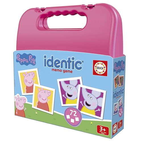 Educa - Identic Peppa Pig. Juego de Memoria Educativo para bebés con 72 Cartas. Encuentra Las Parejas y Trabaja aptitudes básicas como agudeza Visual, atención y Memoria. A Partir de 3 años (20220)