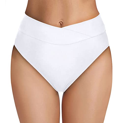 BIISDOST Bañador para mujer, color negro, cintura alta, bikini triángulo, traje de baño de verano, pantalones cortos para el abdomen, pantalones cortos de bikini, pantalones cortos de playa,