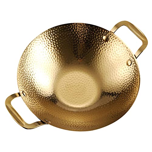 HOLIDYOYO Household Cooking Pot Double Handle Pan Stainless Steel Stockpot for Korean Bbq and Home Cooking and - Kitchen Tool Easy to Clean