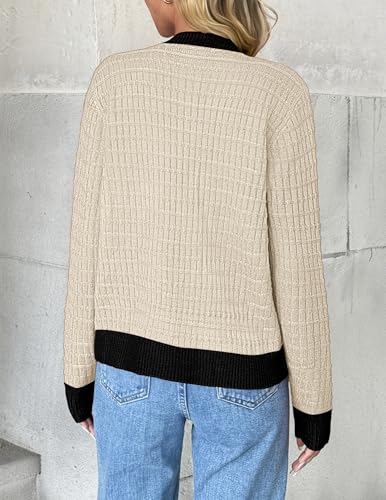 Image of Zeagoo Women's 2026 Cardigan Sweaters Button Down Crew Neck Open Front Long Sleeve Knit Cropped Jackets