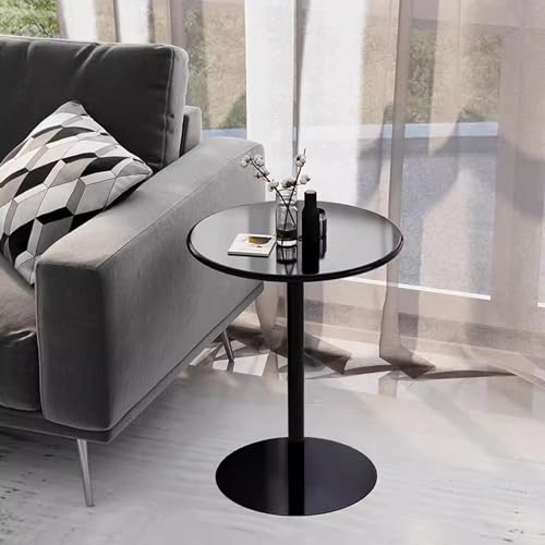 Table d'appoint ronde bistro 40x50 cm avec base noire en métal