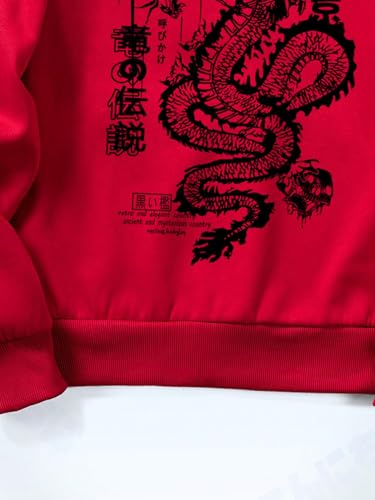 COZYEASE Men's Hoodie Oversized Graphic Hoodies Pullover Long Sleeve Drawstring Casual Hooded Sweatshirt Trendy Red S3