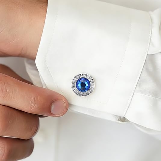Cufflinks for Men Crystal, Cuff Links Mens for Black Suit White Shirt, Jewelry or Accessories Cufflinks for Business Wedding Anniversary