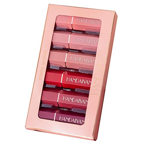 Mengxin 6 Piezas Lápiz Labial Mate Set Terciopelo Perdurable Labios Impermeables Antiadherente Regalo para Cumpleaños Navidad Novia Madre