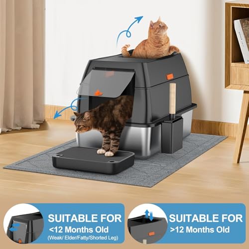 Aço inoxidável Caixa de Areia para Gatos, Caixa De Areia Bandeja Desmontável Gatos, Extra Grande, Ca