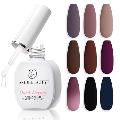 AZUREBEAUTY Matte Top Coat Nail Polish – Clear Natural Quick Dry, Long Lasting, Air Dry Formula, Smooth Finish, Nail Lacquer for Winter Manicure & Nail Art, Salon-Quality