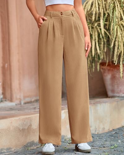 BTFBM Women Striped Dress Pants 2025 Spring Business Casual Outfits Wide Leg Long Palazzo Pants Work Office Trousers2