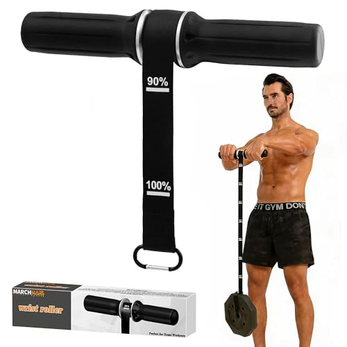 MARCHMARS Forearm Strengthener & Forearm Exerciser Wrist Roller with Thick Silicone Handle Forearm Trainer with Heavy-Duty Nylon Strap for Muscle Building Grip Strength and Recovery