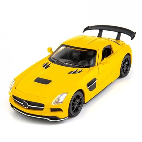 Image of 1 /32 Merceedes Benz SLS AMG GT Future Model Car - Exclusive Alloy Metal Pullback Toy with Openable Doors, Lights, and Music for Kids (1:32 Merceedes SLS- Yellow)