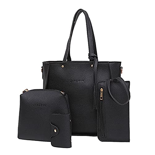 LeftSuper Sac à bandoulière Style Gland 4 pièces Femmes Simple Sac à bandoulière Simple en Cuir PU Souple Femme Sangle réglable Messenger Sac à bandoulière Cover
