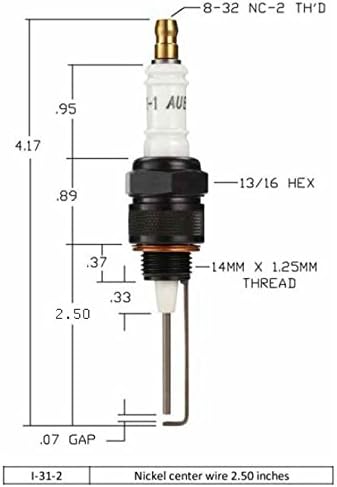 Federal Mogul I-31-2 Spark Plug (Truck, Van, Machinery) - 13/16" Hex, 14mm x 1.25mm Thread, 2.50" Insertion Length