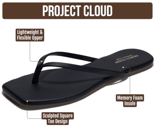 Project Cloud Project Cloud Square Toe Flip Flops For Women-Sandals Women