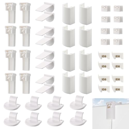 IETWATE 8 Kit 48 Stück Plissee Halterung Ohne Bohren, Plissee Klemmen Selbstklebend, Verstellbar Plissees Ersatzteile Klemmträger, für Haus Büro Schlafzimmer Wohnzimmer Plissees Ohne Bohren