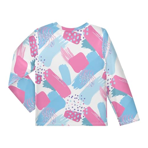 Stroke Dot Blue Pink Boy's Rash Guard Swim Shirt Long Sleeve Sun Shirt for Running Swiming Pool UPF50+2