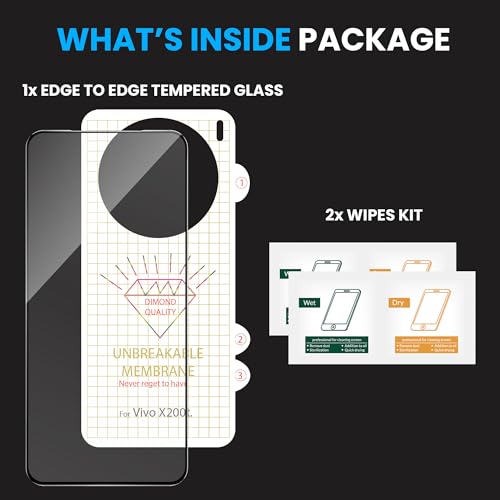 Image of ArmourPro Tempered Glass for Vivo X200T with Back Clear Membrane Guard, Edge to Edge Screen Protector, Anti-Bubble, Anti-Fingerprint, Oil Resistant, Installation Kit | Black