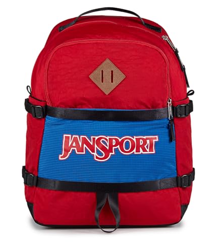 JanSport Small Seattle Pack – Compact Backpack with Main Compartment, Dual Water Bottle Pockets, and Padded Sleeve for 15-Inch Laptop, Red Tape