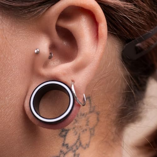 Fly Style 1 Stück Silikon Tunnel Plug Ohr - Flexibel und Bequem Flesh Tunnel - Ohrtunnel Piercing Schmuck, Grösse:12 mm, Farbwahl:weiss