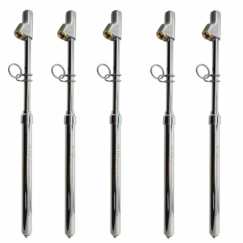 Image of 150 Psi Professional Semi Truck Tire Pressure Gauge and Dually Truck Air Gauges. for RV Tire Pressure, Cars, and Drivers with Bad Knees. Dual Head Chuck and Heavy Duty Design. 5 Gauges