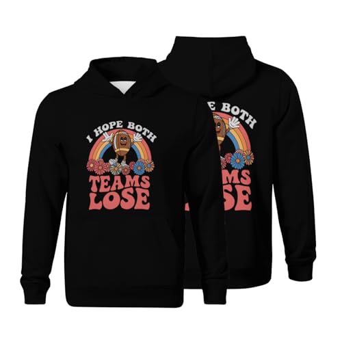 Kids Funny Football Quote I Hope Both Teams Lose Teams Sports Boys Girls Lightweight Kangaroo Pocket Fleece Hoodies