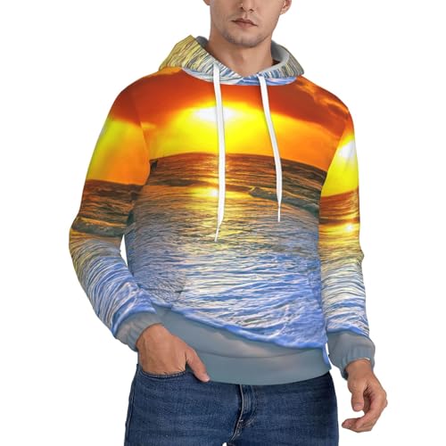 Sweat à capuche homme imprimé coucher de soleil parfait pour une tenue décontractée