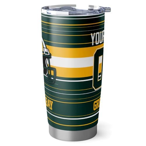 Image of Green Bay Tumbler 20oz Travel Mug Gifts Custom Name Number