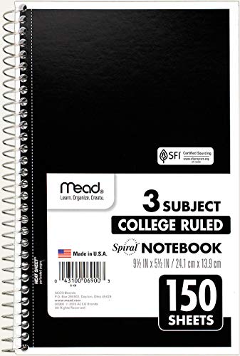 Mead 3-Subject Wirebound College Ruled Notebook, 9.5" X 5.5", Pack Of 10 (06900) #TOP1
