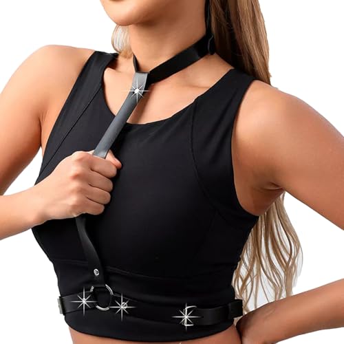 Punk Black Leather Chest Harness Body Waist Chain Belt Rave Nightclub Sexy Belly Bra Jewelry Accessory for Women Girls