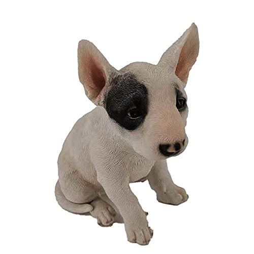 Cachorro de Bull Terrier inglés Sentado - Estatua de polirresina - Acabado a Mano con Detalles intrincados - Adecuado para Uso en Interiores o Exteriores - Resistente a Las heladas Cover