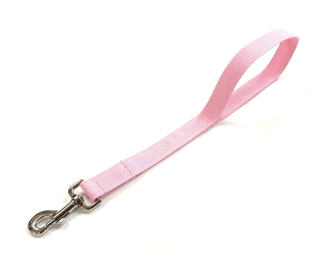 Short Close Control Dog Training Lead Traffic Walking Leash 25mm Polypropylene Webbing (Baby Pink, 20 Inches)