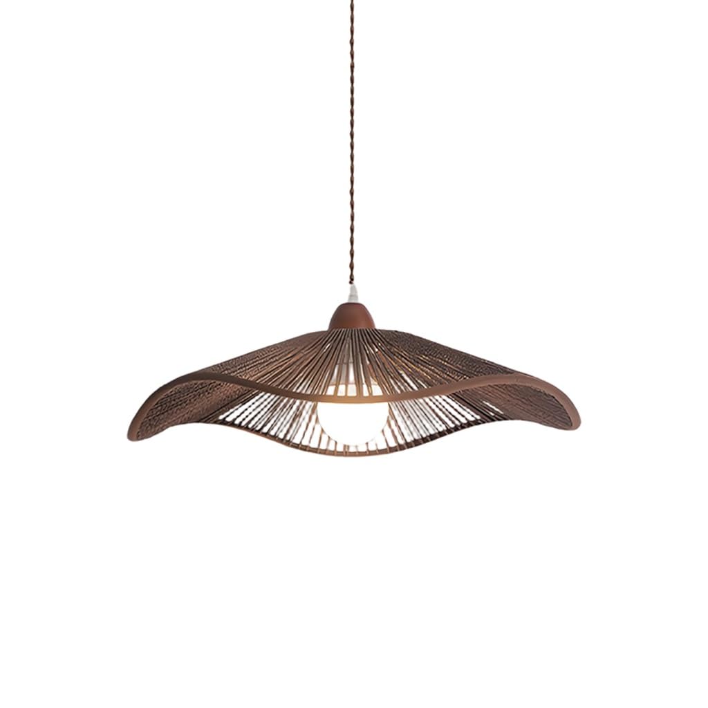 Wabisabi Retro Lámpara Colgante Japonesa Creativa Mano Tejida Cuerda De Cáñamo Lámpara Estilo Bohemio Altura Ajustable Casa De Familia Restaurante Bar Luz Colgante(Walnut color,42cm)
