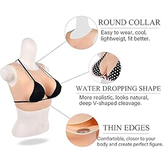 BGRYCN Seni Finti realistici in Silicone, Design con Scollo Rotondo, Aspetto Naturale, per travestiti e Cosplay,Giallo,C Cup