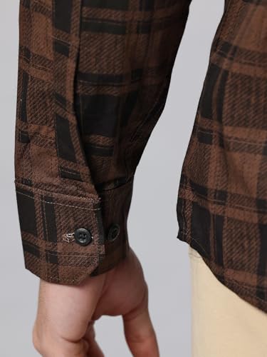 Image of Majestic Man Men's Pure Cotton Checkered Slim Fit Casual Shirt - Full Sleeve | Trendy & Comfortable