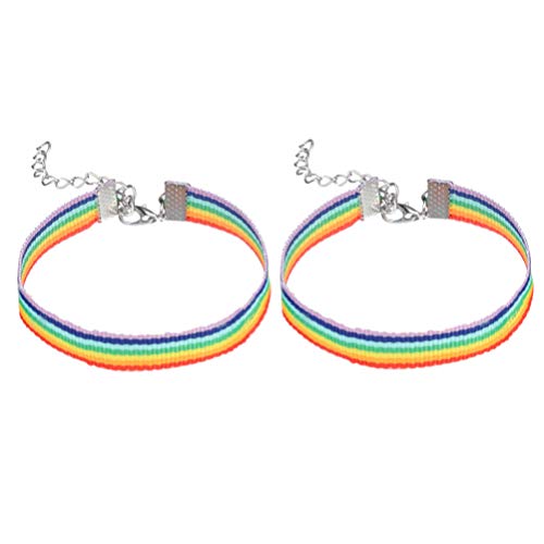 Preisvergleich Produktbild Amosfun Regenbogen-Armband, bunt, LGBT-Pride-Armbänder, Schwul, Lesben, Paare, Liebhaber, Freundschaftsarmband für Paraden, Regenbogen-Festival, 2 Stück
