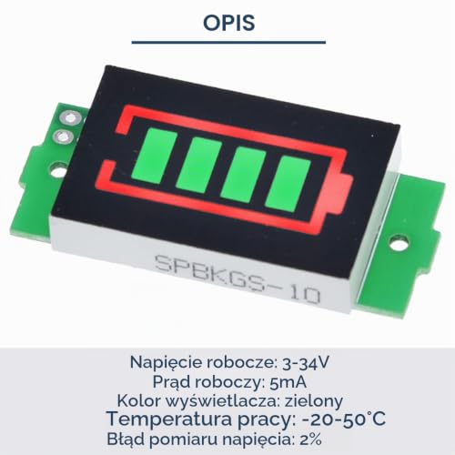 DAOKAI 5 sztuk 1/2/3/4/5/6/7/8S moduł wskaźnika pojemności baterii litowej 3,7 V Zielony panel wyświetlacza LED o pojemności baterii do majsterkowania z przewodem 26AWG