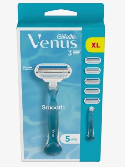 Gillette Venus Smooth - Lame per rasoio da donna, 5 lame di ricambio per rasoio da donna, colore: Blu