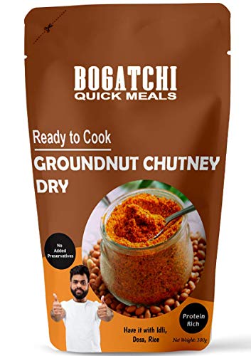 Image of BOGATCHI Quick Meals - Ready to Cook Authentic Groundnut Chutney (Dry) - 100 g , Ready to Eat Meal, Protein Rich, 100% Natural Ingredients, No Preservatives, No Artificial Flavours & Colours