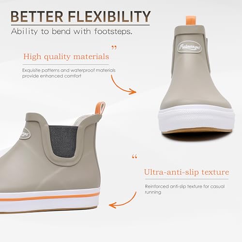 Image of RAINANGEL Rain Boots for Men, Ankle Rain Shoes Anti-Slipping with Comfortable Lightweight Nature Rubber and Outdoor Work Shoes,Waterproof Fishing Deck Boots
