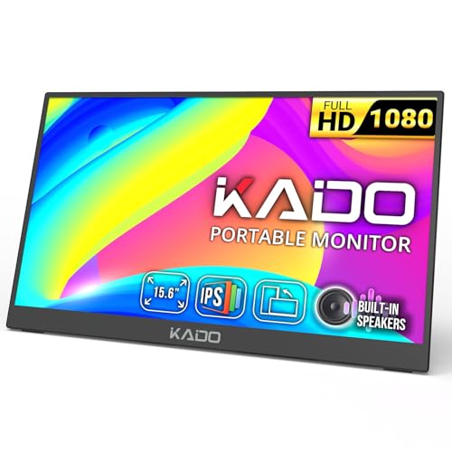 Image of Kado Portable Monitor 15.6-inch FHD 1080p Rotating Stand IPS Display | 45W Reverse Charging Ultra-Slim Laptop Monitor 1920x1080 with Built-in Speakers for PC, Mac, Phone, Xbox, PS5, USB-C & HDMI