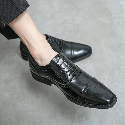 Men's Lace up Patent Leather Brogue Dress Shoes Business Formal Comfortable Lightweight Classic Office Wedding Work Footwear3