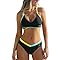 CUPSHE Damen Bikini Set V Ausschnitt Zweiteilige Bademode Farbblock Ausschnitte Kreuzverbund Rücken Selbstbindend Badeanzug Damen Schwimmanzug Schwarz XS