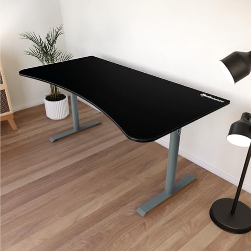 Image of Arozzi Arena Ultrawide Curved Gaming and Office Desk with Full Surface Water Resistant Desk Mat with 3 Custom Monitor Mount Cut Outs and Under The Desk Cable Management Netting - Frozen Grey