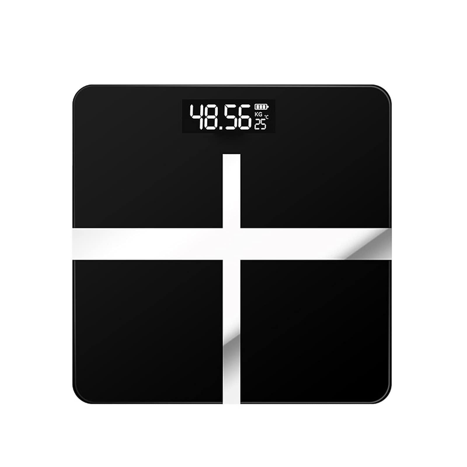 BáScula De BañO Báscula Electrónica con Pantalla LCD, De Peso Carga USB, Baño, Grasa Corporal Uso En Interiores(Black)