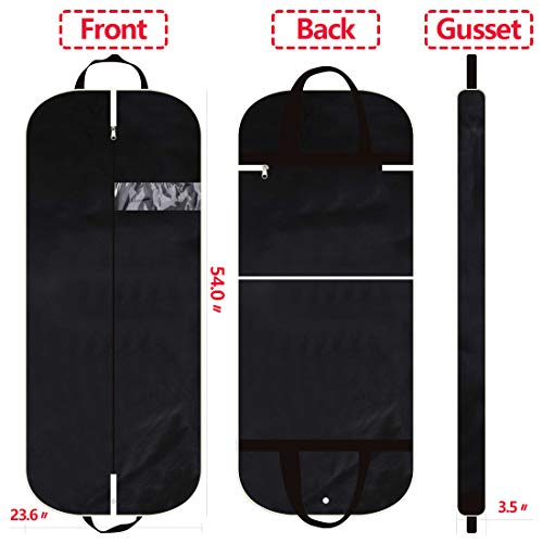 54" Garment Bag with Extra Large Pockets for Travel, Gusseted Suit Cover Mens Womens Foldable Hanging Bags for Clothes Shirts Dresses Coats - Thumbnail 2