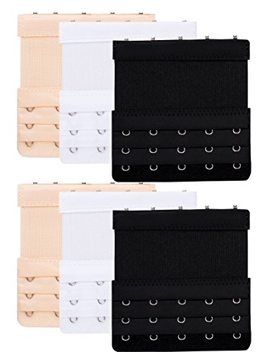 Women Elastic Bra Extender 5 Hook for Plus Size Bras Back Extension Strap 6pcs