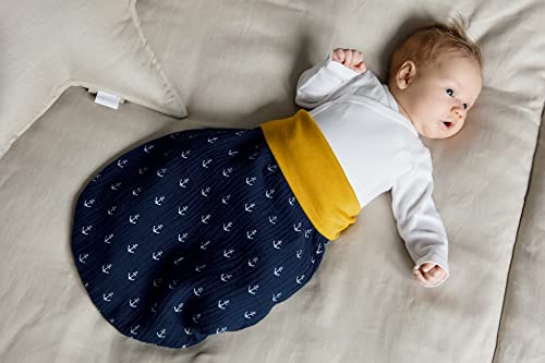 KraftKids Trappelzak mousseline donkerblauw anker voor de lente / zomer van mousseline katoen verkrijgbaar in twee maten - Afbeelding 3