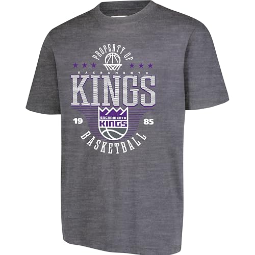 Ultra Game Men's NBA Official Super Soft Mad Props T-Shirt, Sacramento Kings, Heather Charcoal, Large